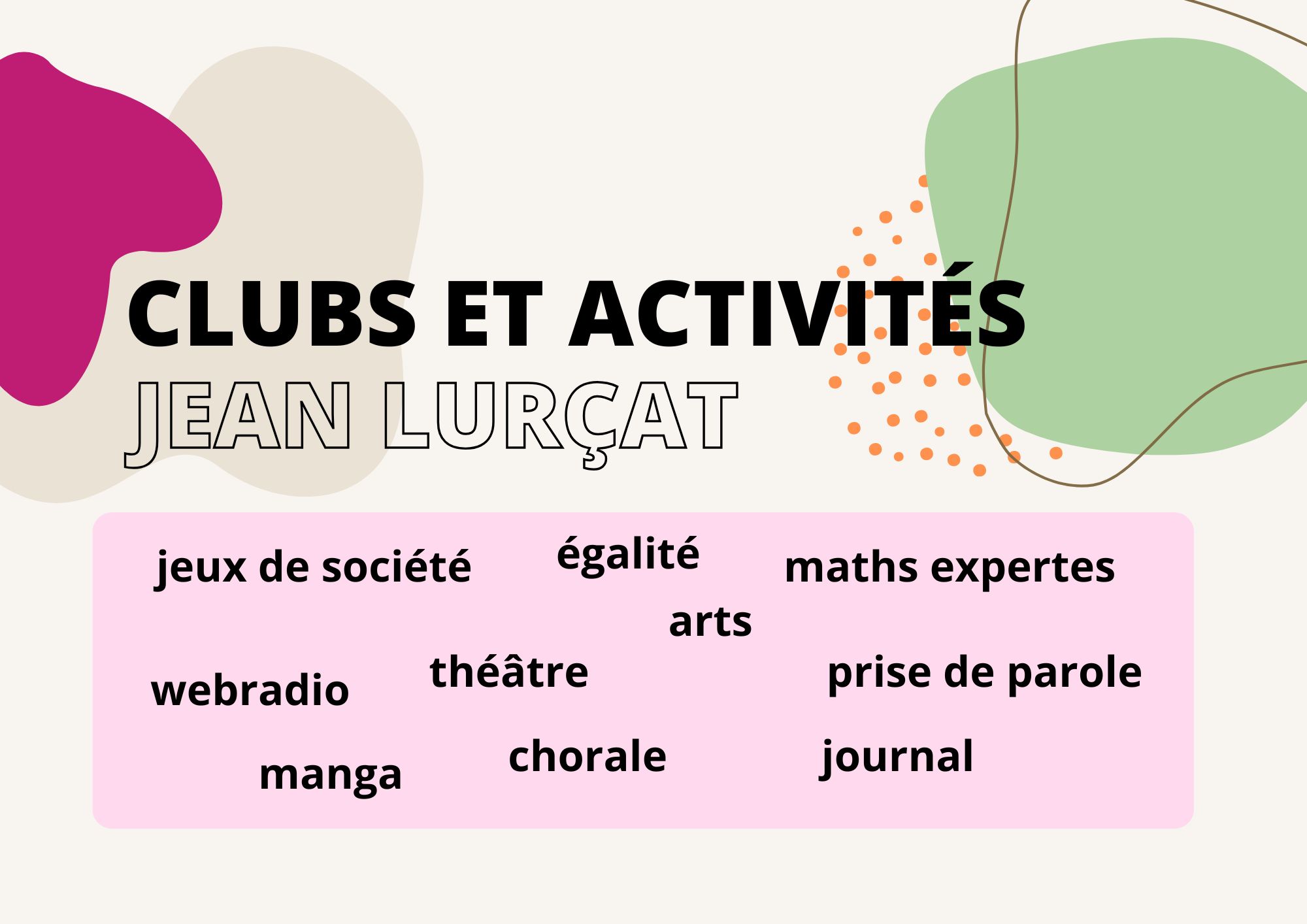Liste des activités pause méridienne 2025-2026